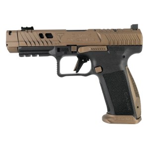 Canik TTI Combat 9mm pistol with bronze optics-ready slide and ported barrel