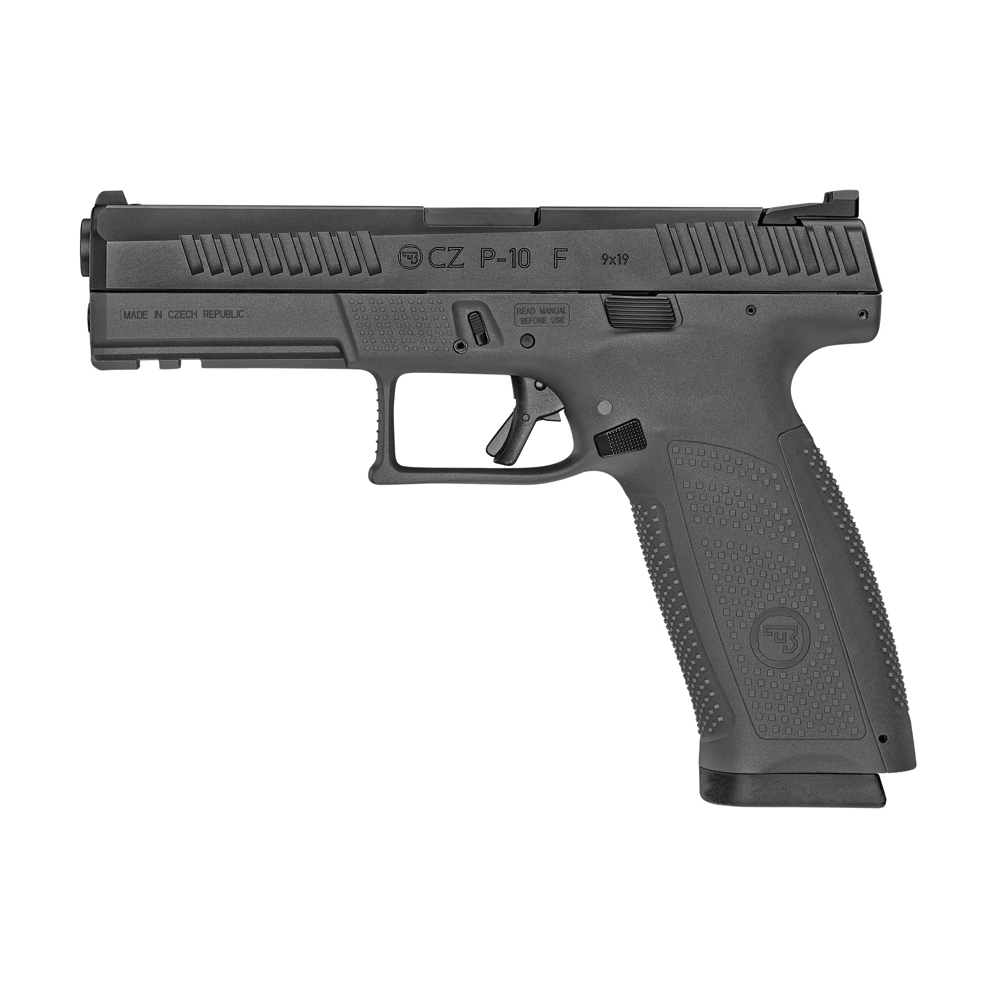 CZ P-10 F 9mm full-size pistol with 4.5-inch barrel and black polymer frame